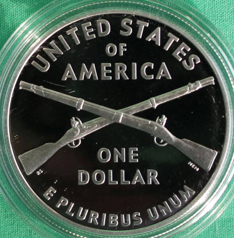 2012 W Infantry Soldier Silver Dollar Proof Commemorative Coin with Box and COA - Image 3 of 3