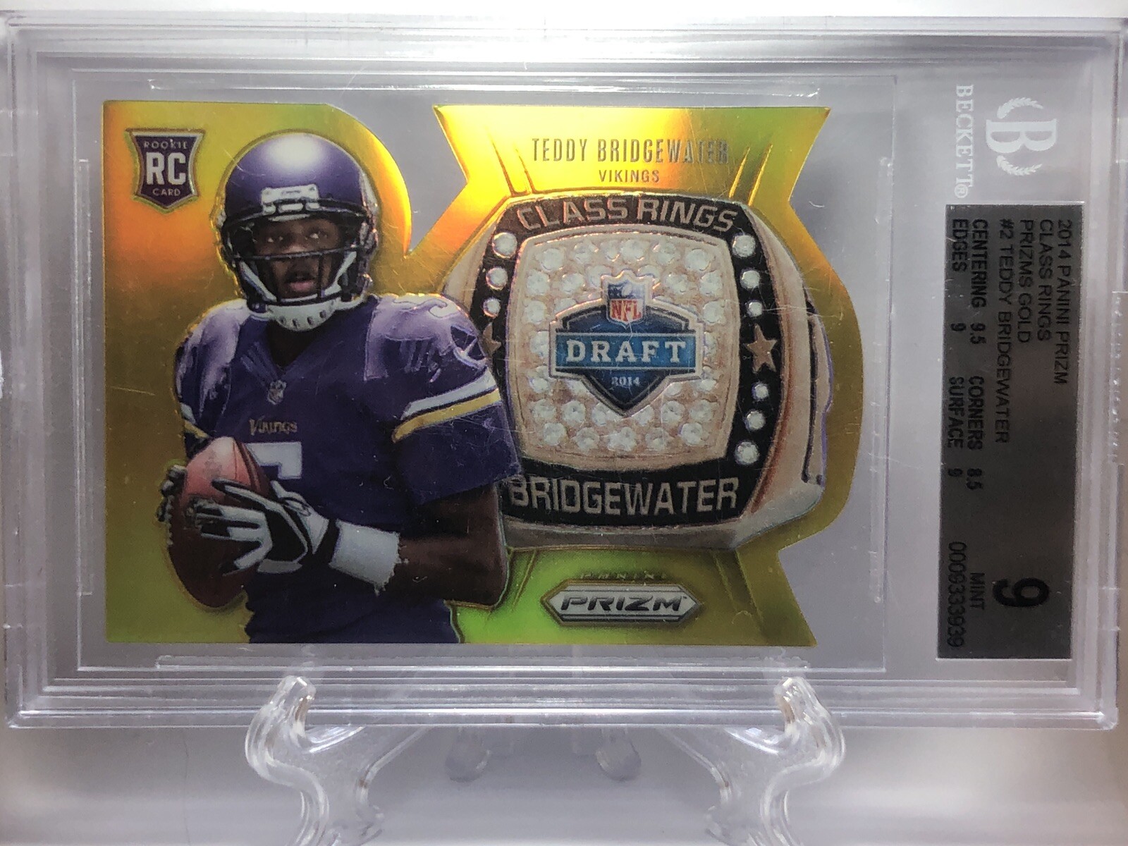 Teddy Bridgewater Panini Prizm Class Rings #CR2 Gold Prizm