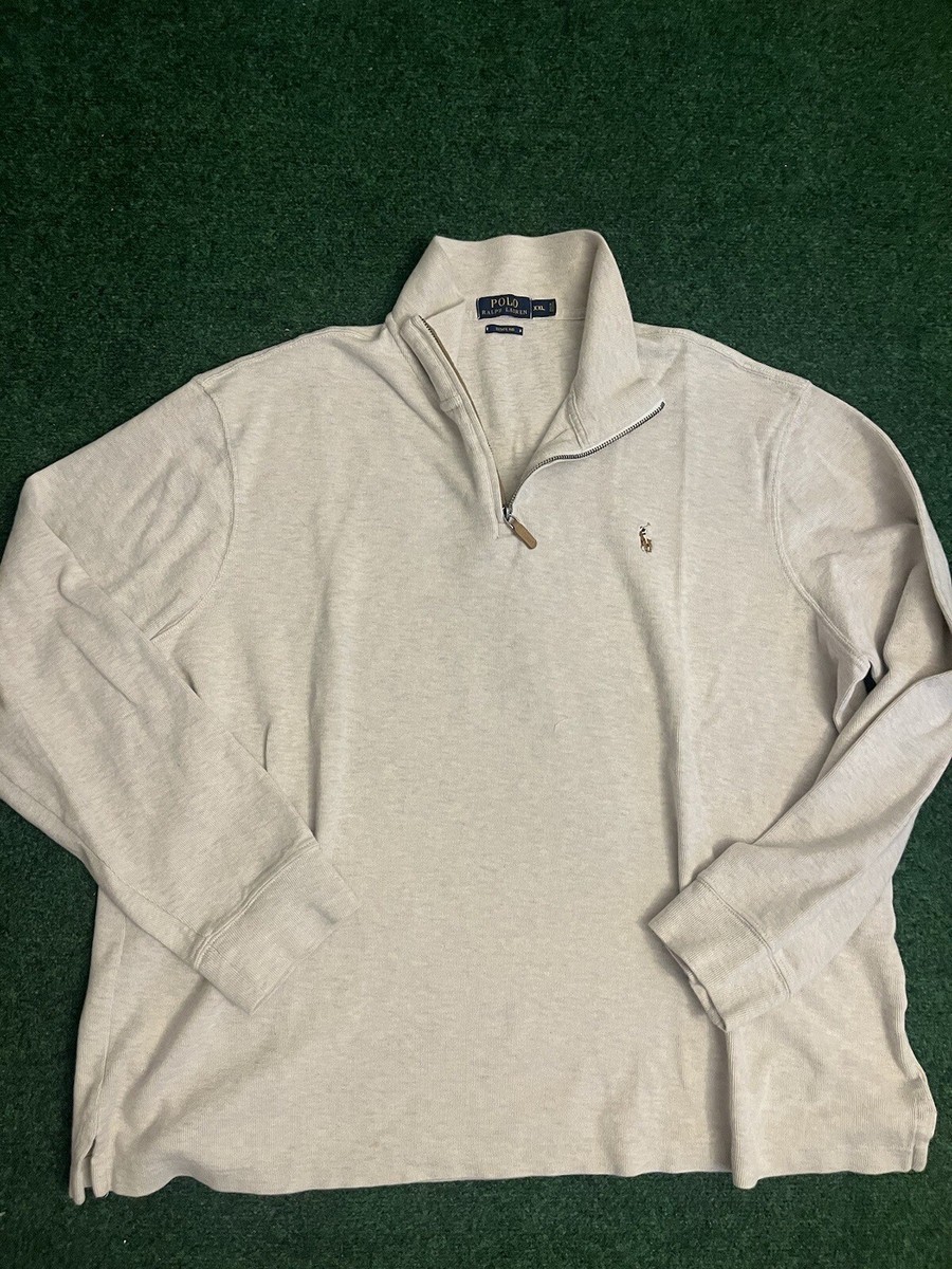 POLO RALPH LAUREN Men's Dune Tan Estate Rib Quarter Zip Pullover