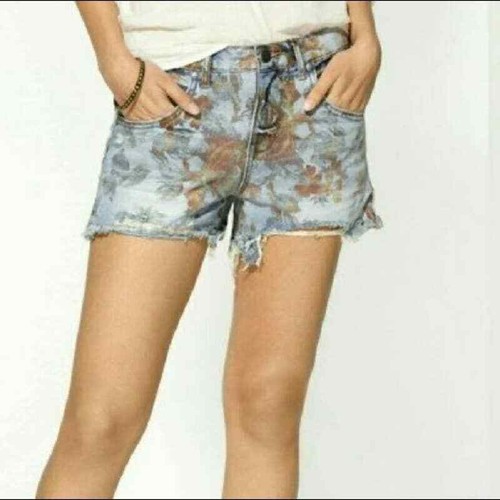 free people floral denim shorts 