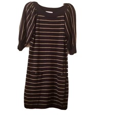 Jessica Howard Womens  Sweater Dress Blue Tan Stripe Boat Neck 3/4 Sleeve Size M