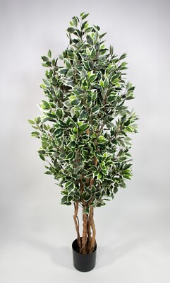Ficus Nitida 180cm grün-weiß LA Kunstbaum Dekobaum künstlicher Baum