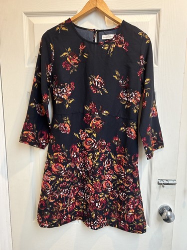 Abercrombie & Fitch Black Dress With Floral Design Medium Pit To Pit 19” BNWT A1 - 第 1/6 張圖片
