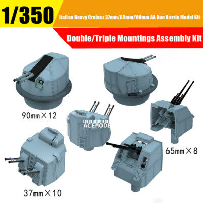 1/350 Italilan Heavy Cruiser 37mm/65mm/90mm AA Gun+Metal Barrel