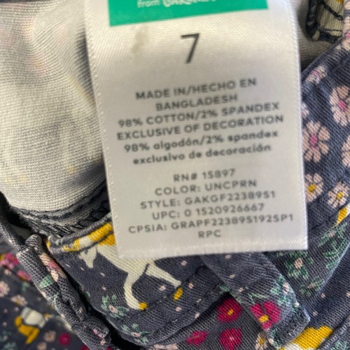 365 Kids From Garanimals Faded Navy Overall Shorts Size: 7 with Unicorns - Picture 5 of 5