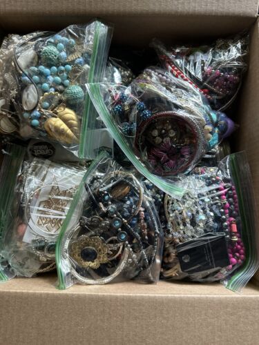 14.12  Pounds lbs. Bulk Wearable Jewelry Necklace & Bracelet Brooches Etc - Picture 1 of 5