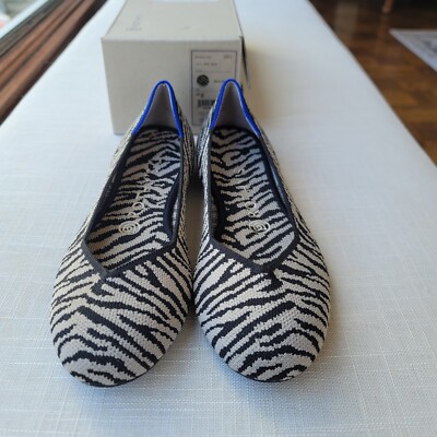New! Rothy s sz 8 Black White Zebra Ballet Flats Shoes Rothys in Box, Never Worn