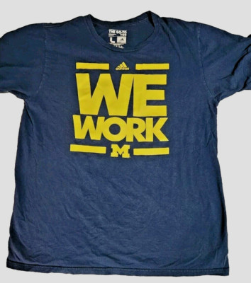 Adidas Adult Large Blue Yellow We Work Michigan Athletic Wolverines Go To Tee