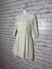 ASOS Cream Vintage Embroidered Crochet 3D Bohemian Fairycore Dress 10