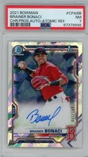 Brainer Bonaci - 2021 Bowman Chrome ATOMIC /100 Refractor 1st Auto PSA 7