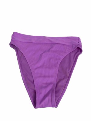 Stoney Clover Lane Target Purple Ribbed High Waist Bikini Bottom Size Med
