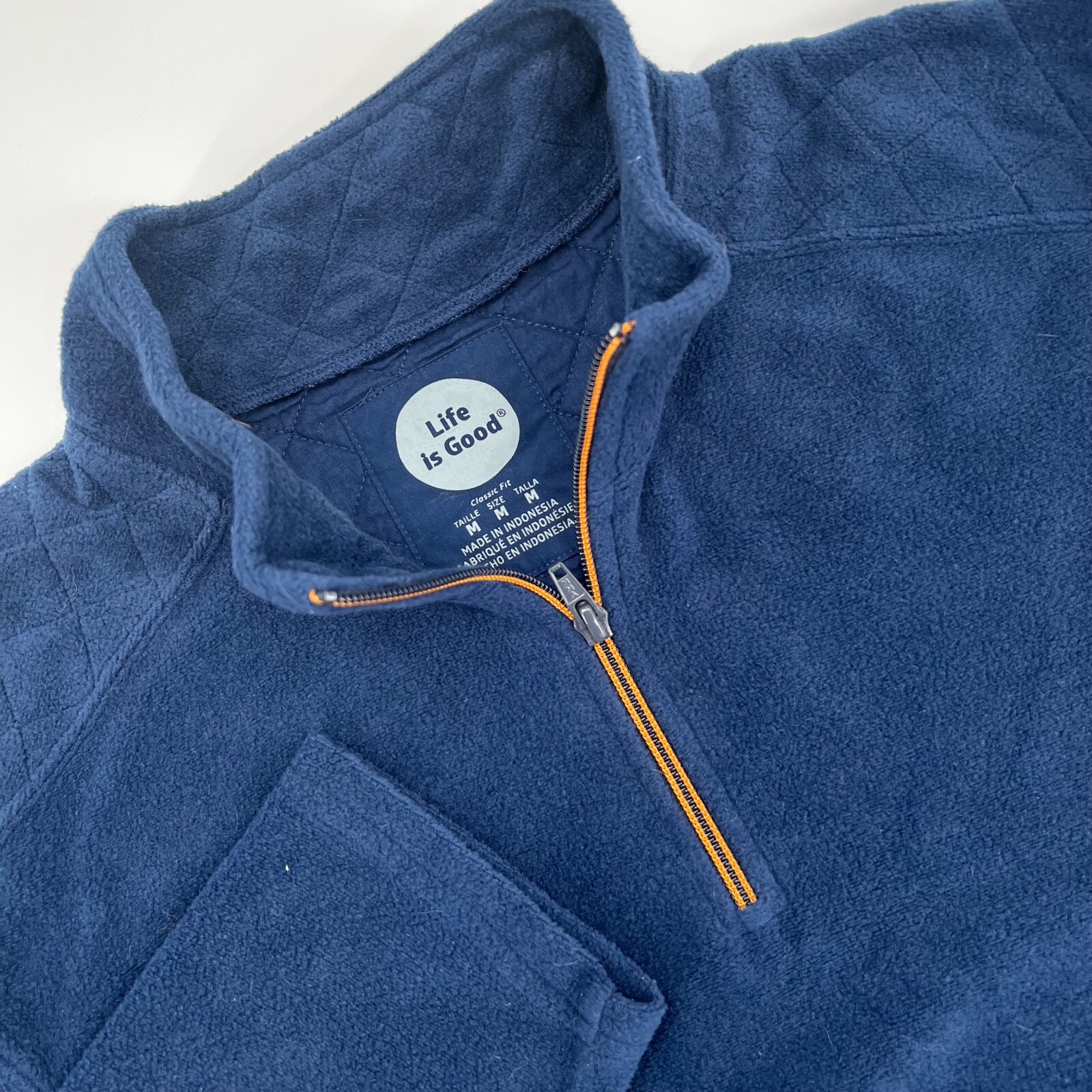 LIFE IS GOOD Men's Size M Classic Fit 1/4Zip Blue LongSleeve Fleece