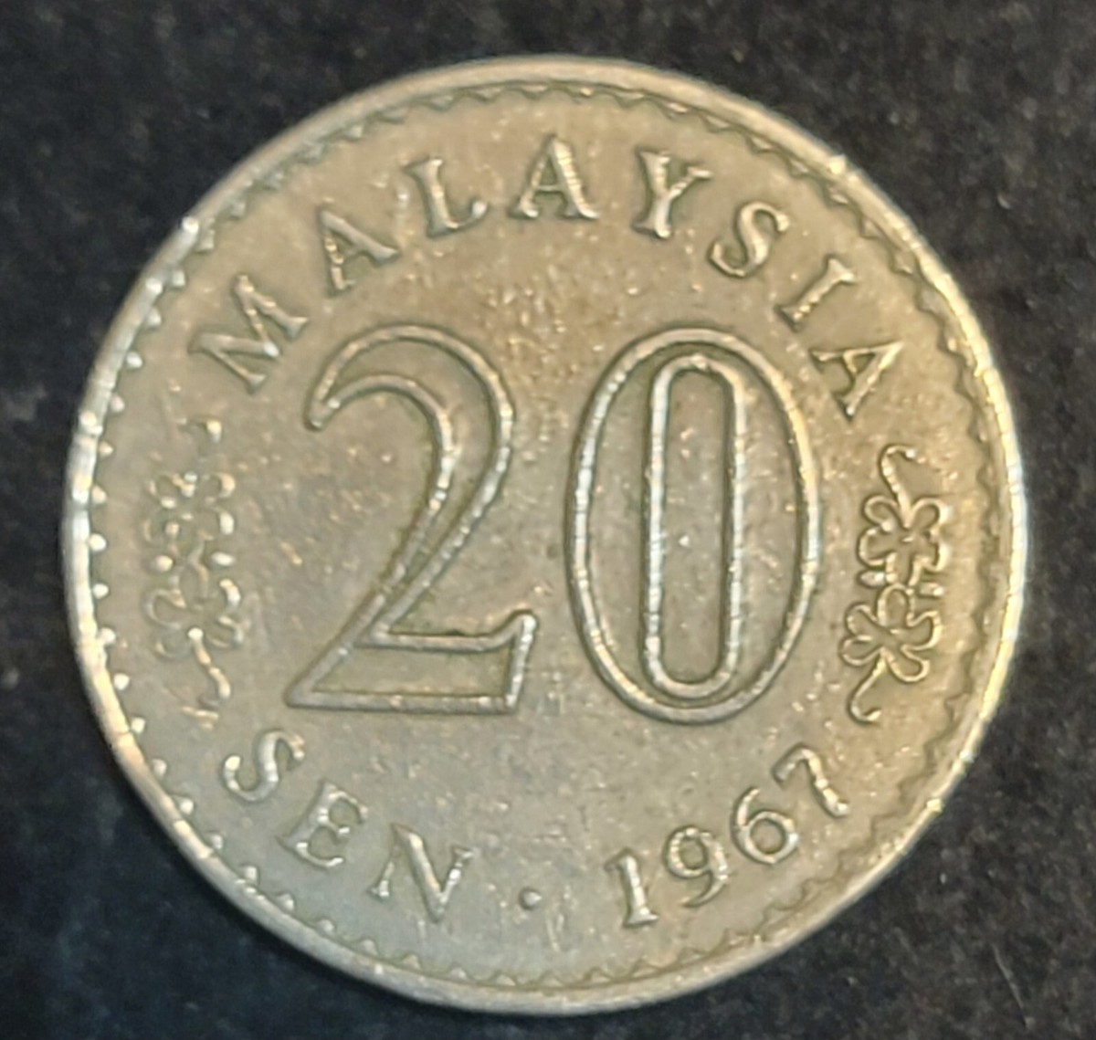 1967 Malaysia 20 Sen Coin, Copper - Nickel, Kuala Lumpur