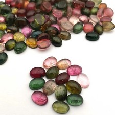 Natural Multi Tourmaline Oval Cabochon Loose Gemstone Lot 20 Pcs 5 7 mm 20 CT