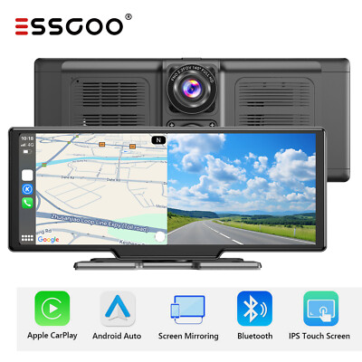 10'' Dashcam Apple Carplay Autoradio Android Auto DVR Bluetooth Kamera GPS AUX FM