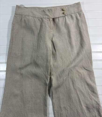 Michael Kors Linen Pants Wide Leg Trousers Beige Womens Size 8P Petites - Picture 7 of 17