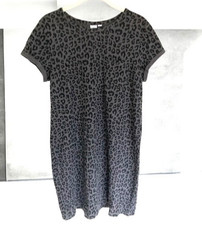 Gap Leopard Print Pocket TShirt Dress Sz Medium Gray Black Preowned