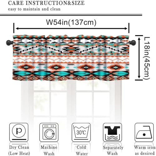 Aztec Valance Curtain for Kitchen, Abstract Southwest Tribal Navajo Aztec - Picture 3 of 7