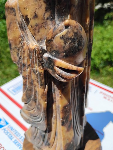 Old Chinese Man 19th Century Antique Marble 10" Tall Not Including the Wood Base - Picture 7 of 18