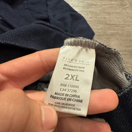 Five Four Hoodie Mens 2XL Blue Full Zip Drawstring Cotton Blend Sweatshirt Adult - Picture 5 of 10