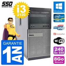 PC Tour Dell OptiPlex 990 Intel Core i3-2120 RAM 8Go SSD 240Go Windows 10 Wifi