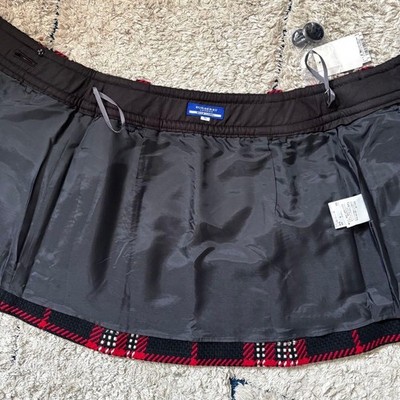 Burberry Blue Label Mini Wrap Skirt New with Tag Check Logo Wool