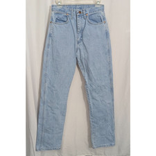 Vtg Wrangler Light Wash High Waist Straight Leg Denim Jeans 27.5W 32LE2