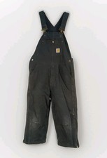 Carhartt Kids Insulated Canvas Bib Overalls Size 8 Black Double Knee CM8756 YS