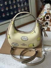 Coach NWT Carmen Mini Crossbody Bag In Lemon Print CAL00