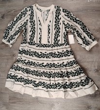 NWT Anthropologie Fig And Flower Petite Large Ivory Green Flowy Knee Dess Boho