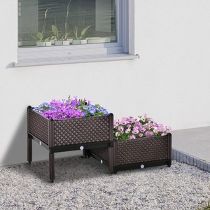 2-Piece Raised Garden Bed Planter Box Flower Vegetables Planting Container
