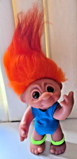 RARE Vintage Dam Norfin Troll Doll DENMARK Red  Orange Flame Fire Mohair Hair