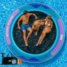 Inflatable Water Hammock Float - Heavy Duty Round Raft for Pool  Lake 8'x6