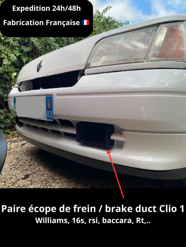 Écopes capot Clio 1 plastique noir pièces carrosserie RT RSi 16S Williams