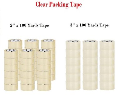 Clear Carton Sealing Packing Package Tape 100 Yards (300 ft) Choose: Size & Qty