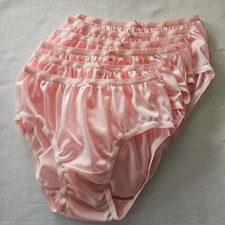 6 Bikini Panties Underwear Woman Vintage Nylon Soft Silky Hip 34"-38" L/Orange