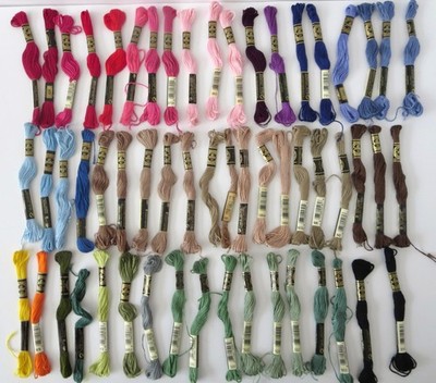 LOT OF 56 VINTAGE DMC MOULINE SPECIAL 25 COTTON EMBROIDERY FLOSS SKEINS FRANCE