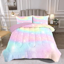 Bedding Set 5 Piece Super Soft Breathable Print Set for Girls, Washable Durab...