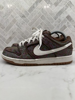 Nike SB Dunk Low Pro Sneakers Mens 8.5 Paisley Brown Classic Lace Up DH7534-200