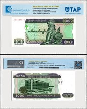 Myanmar 1000 Kyats, 2004 ND, P-80, UNC Authenticated