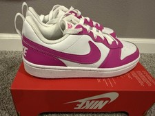 NEW Nike Court Borough Low Recraft White/Fuchsia Athletic Shoe. Big Kids 4.5Y