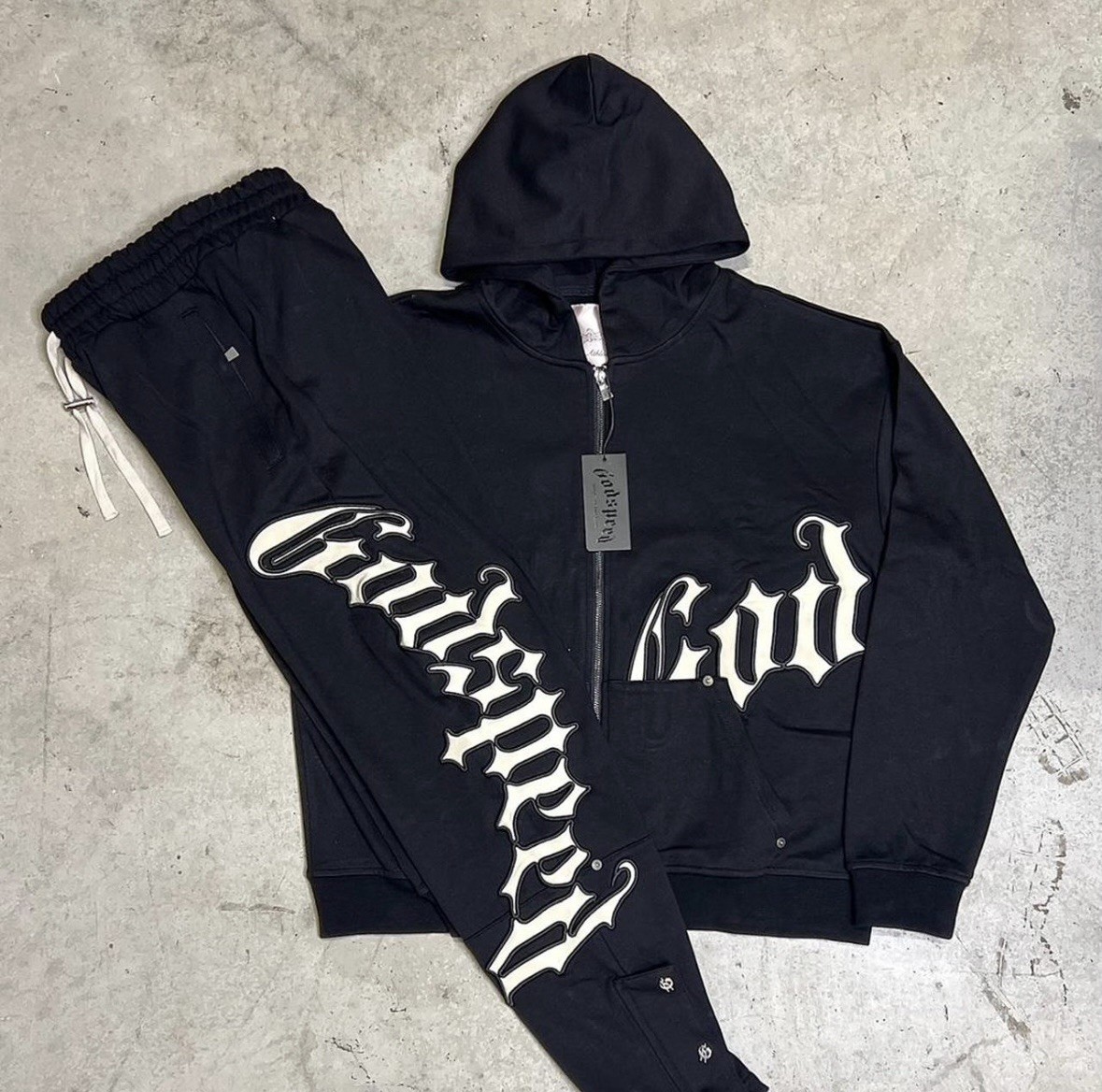 Godspeed Black Graphic Print Hooded Zip Tracksuit Set Hoodie