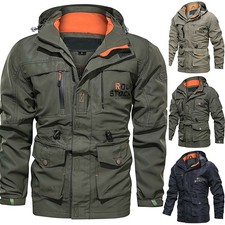 Mens Military Jacket Winter Warm Waterproof Hooded Coat Outdoor Tactical Coat
