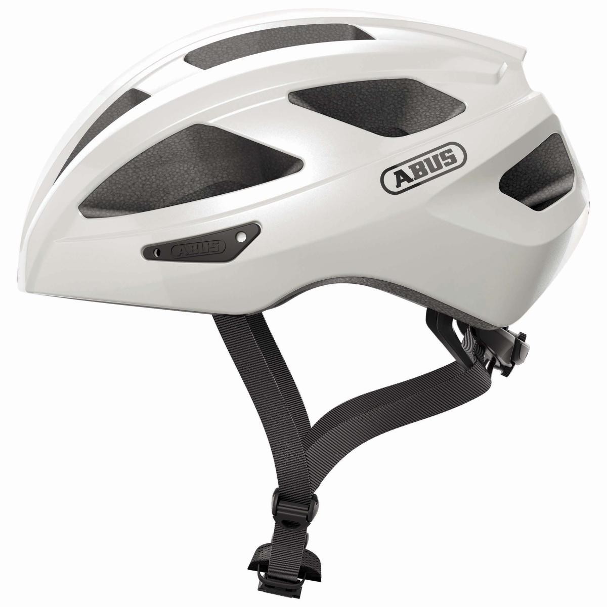 Casque vélo Abus Macator L blanc molette réglage précis anti moustique