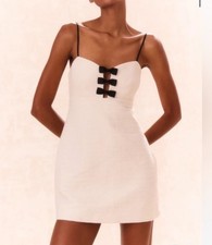 LoveShackFancy White Mini Dress with Black Bow Accents 6. NWT