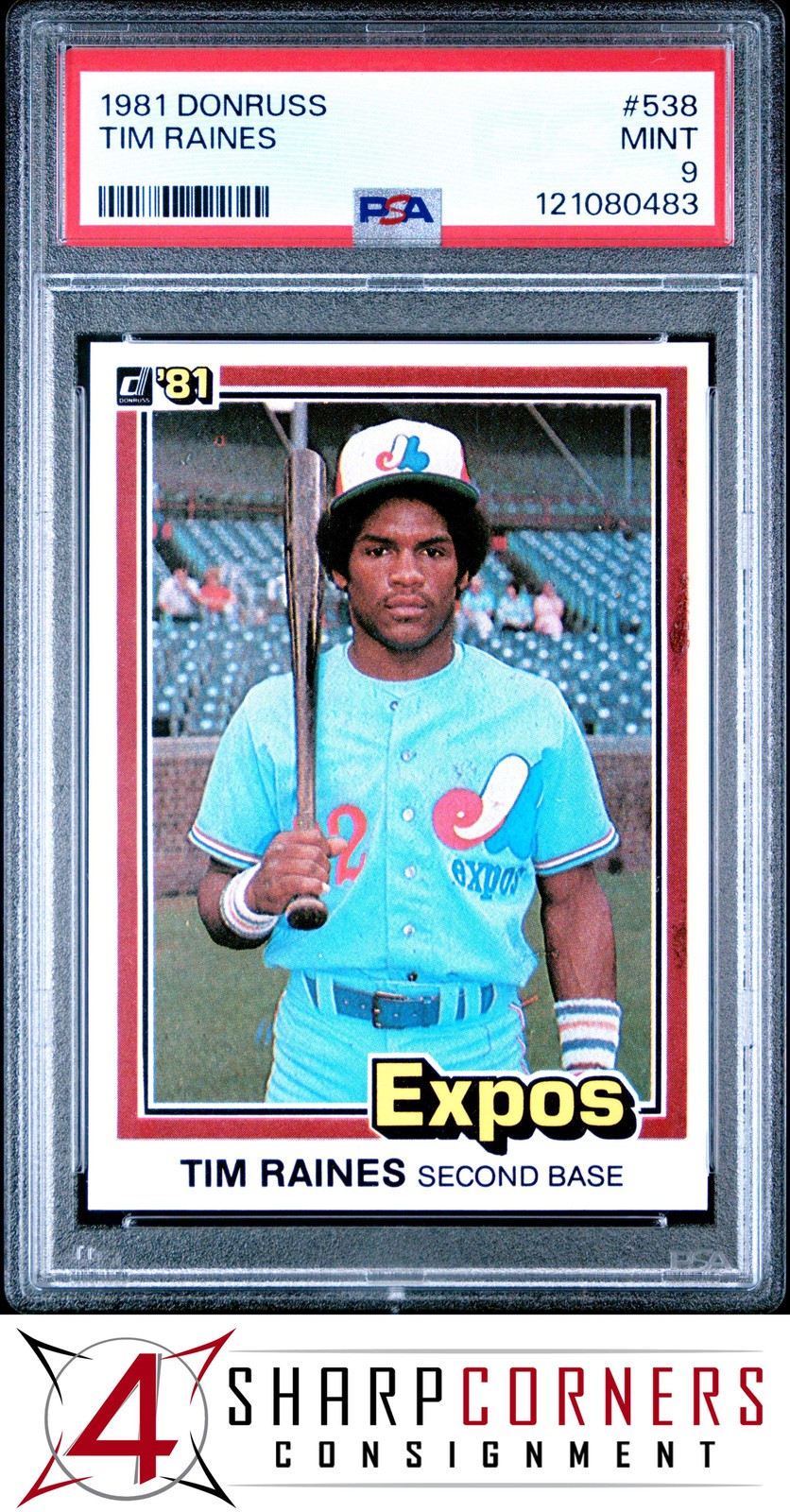 1981 DONRUSS #538 TIM RAINES RC EXPOS HOF PSA 9