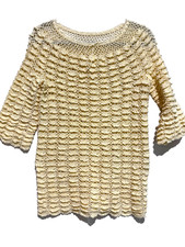 Women’s Crochet bubble Knit Sweater sz S Boho Cottagecore Funky Boho Glam Chic