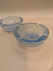 Vintage MCM Innsbruck Federal Glass AshTray Set Ice Blue Color Set Of 2 Ash Tray