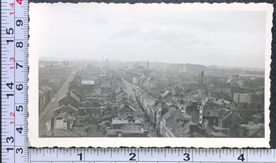 WW2 Era Military BW Photo Snapshot Charleroi Belgium from Hotel Da Villa 1944