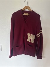 True Vintage Letterman Sweater Wool 1930s Dark Red Washington WSU Men  s Sz M/L
